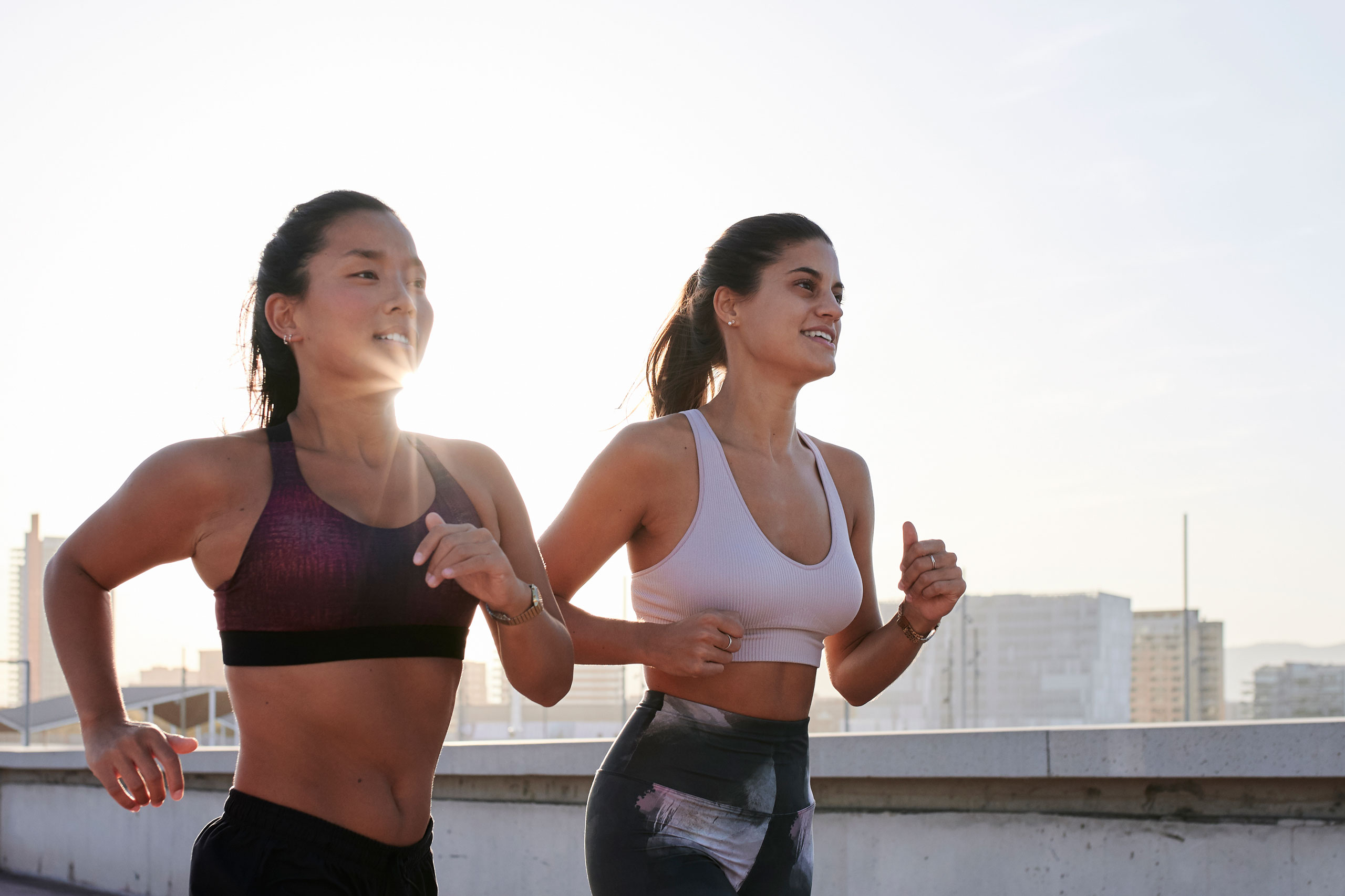 Two women running