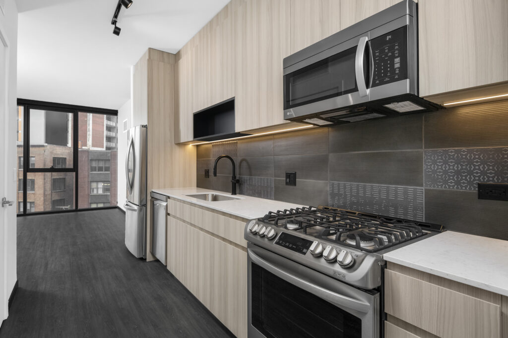 Parq Fulton apartment unit with modern kitchen